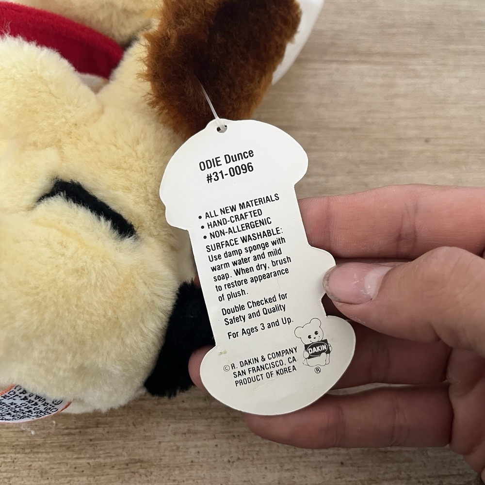 Vintage 1983 Dakin Garfield Odie Puppy Dog Stuffed Animal Plush Dummy Cap 7" NWT - Picture 9 of 9